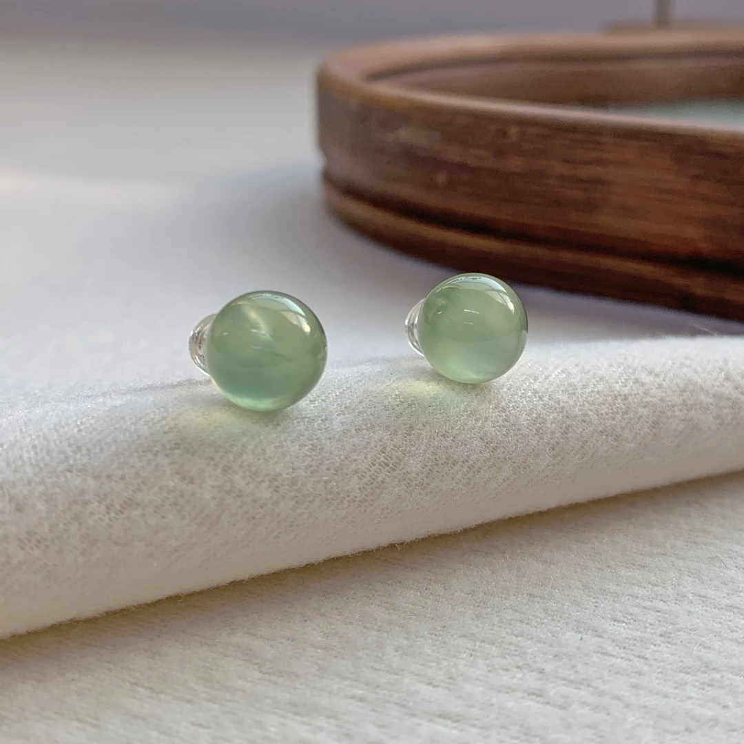 ED04天然葡萄石耳钉耳饰时尚百搭女款多样性发一