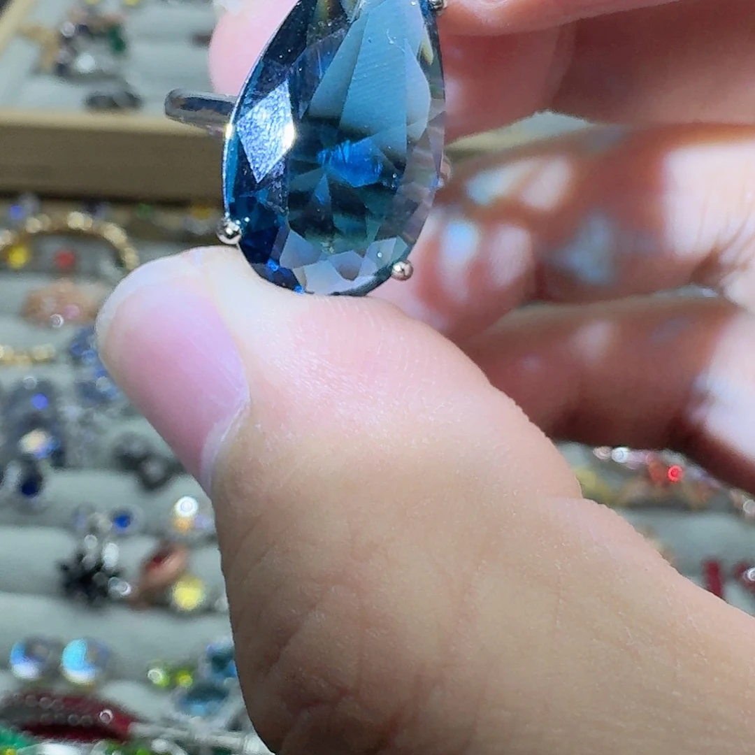 托帕石戒指银S925镶嵌