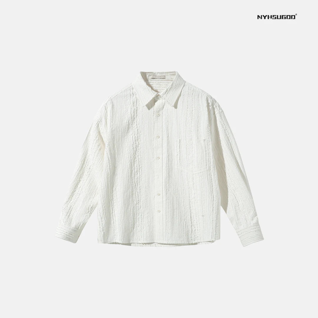 NYHSUGOO/南乙3520春季新品剪花全棉衬衫外套男士设计款休闲衬衣