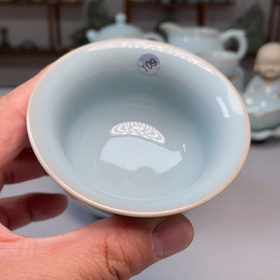 往***期瓷天青色永乐杯张君老师瑕109