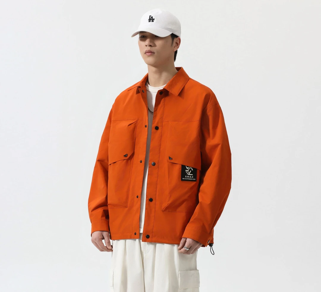 2025新款潮牌美式外套男士春秋款工装户外春季翻领男生夹克91010