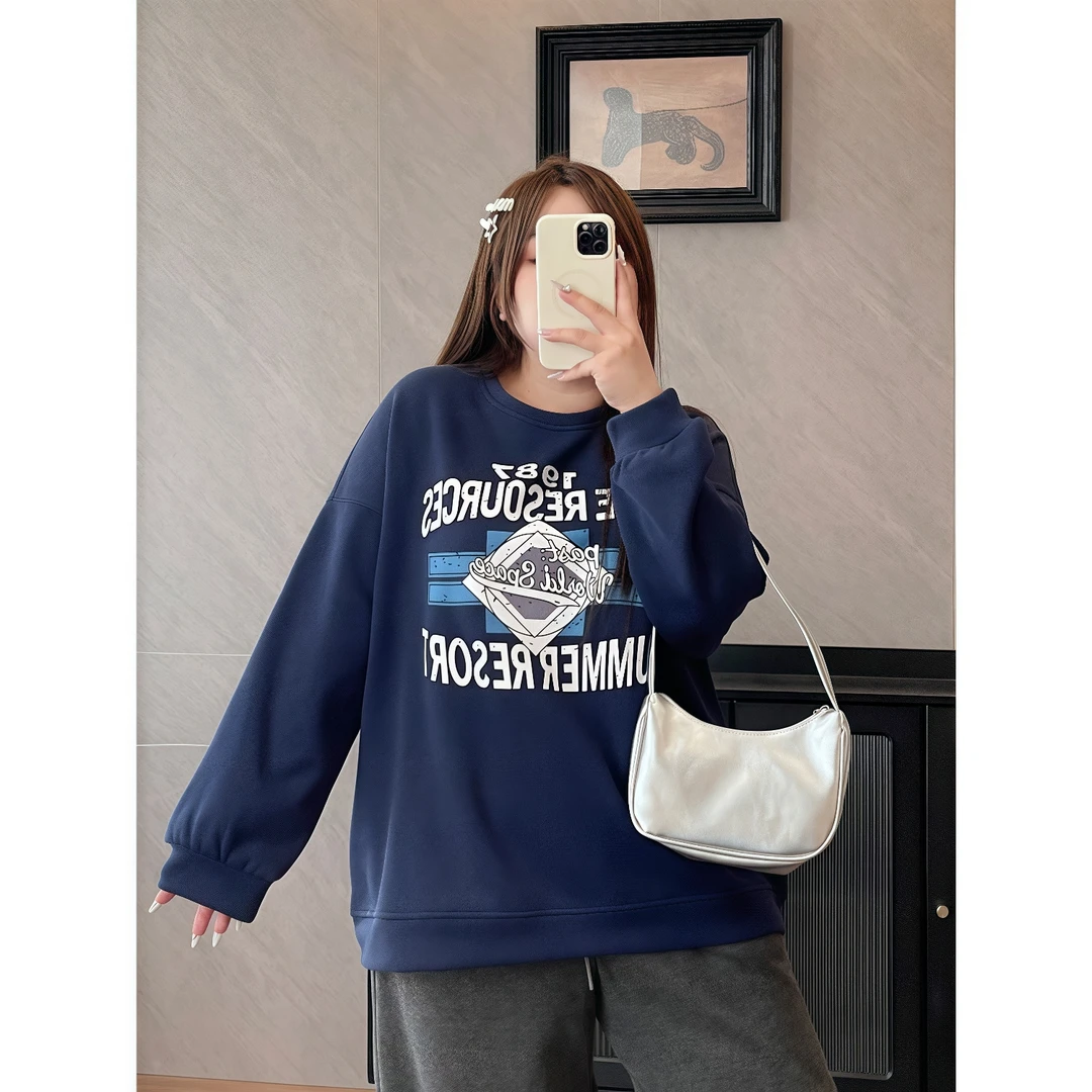 断码捡漏~可可松茶 / 薄绒款字母印花卫衣12118花契200斤胖mm