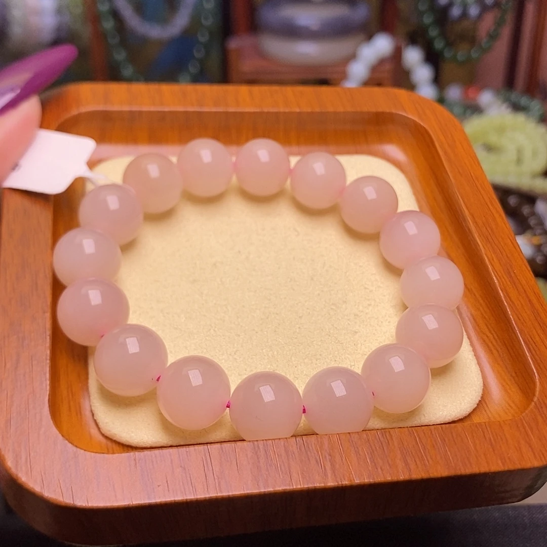 和田玉未镶嵌颈饰藕粉老矿料红粉收藏约12mm手串