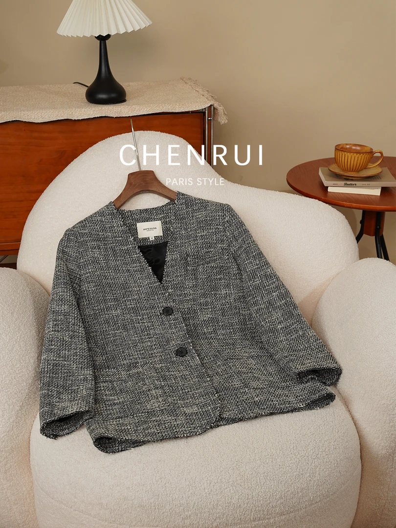 2025新款设计师轻奢标准中长款小西装外套1009