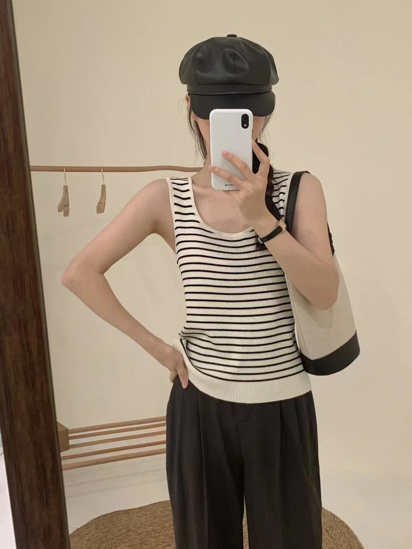 妮子严选“百搭款”显瘦时尚洋气条纹背心3088