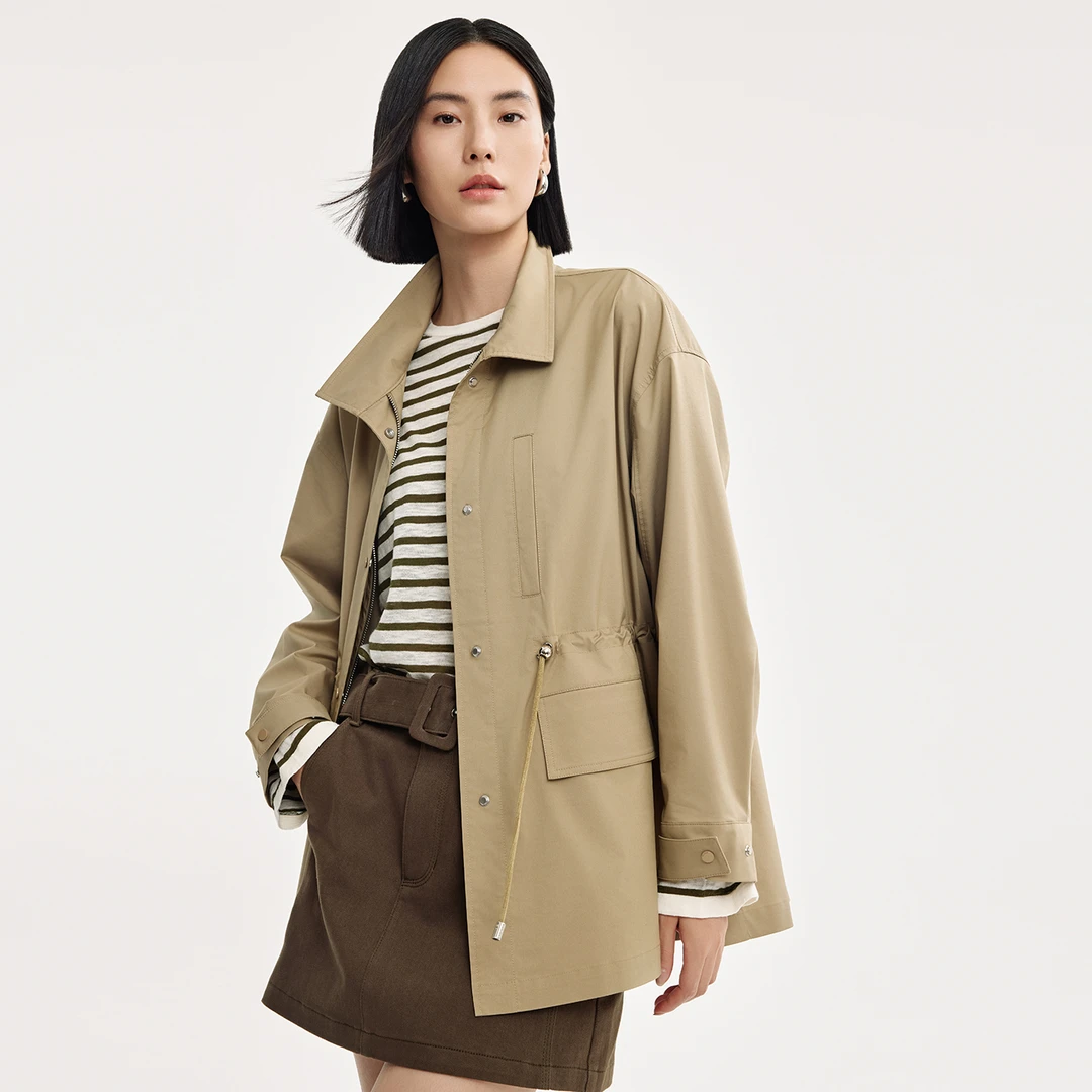 【专柜款风衣】25年春季新款短款抽绳工装风衣外套8866