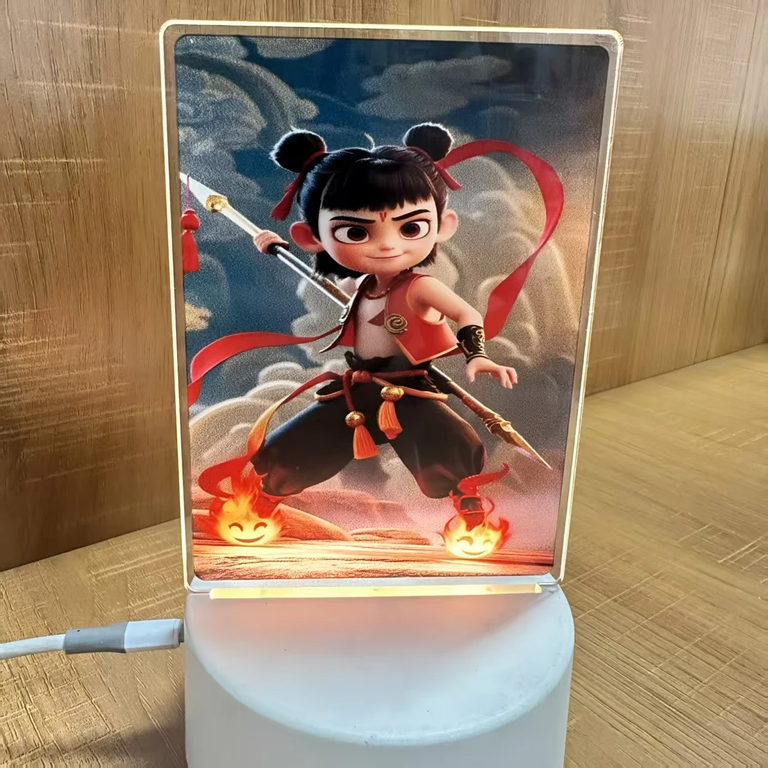 哪吒魔童闹海灯光画周边动漫装饰画摆件国漫发光床头小夜灯礼物
