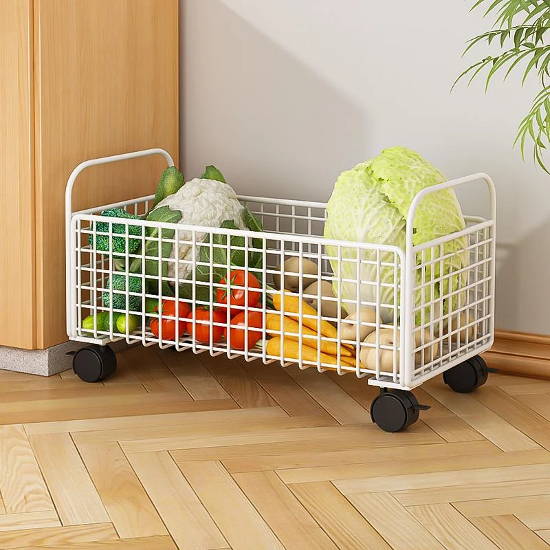 厨房蔬菜置物架菜篮子落地水果蔬菜收纳筐家用放菜架可移动置物架