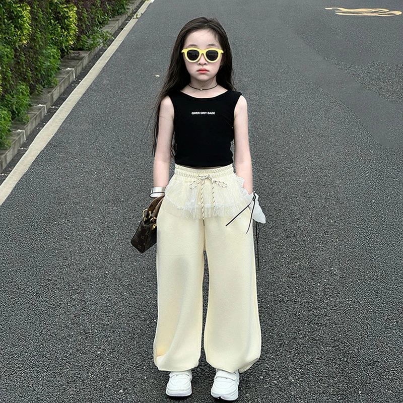 儿童女夏装套装2025新款女童洋气薄款背心上衣女孩夏季休闲运动裤