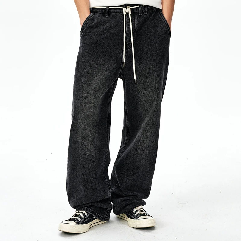 MEDM25SS水洗M扣法工裤春季美式高街复古牛仔裤男休闲直筒长裤潮