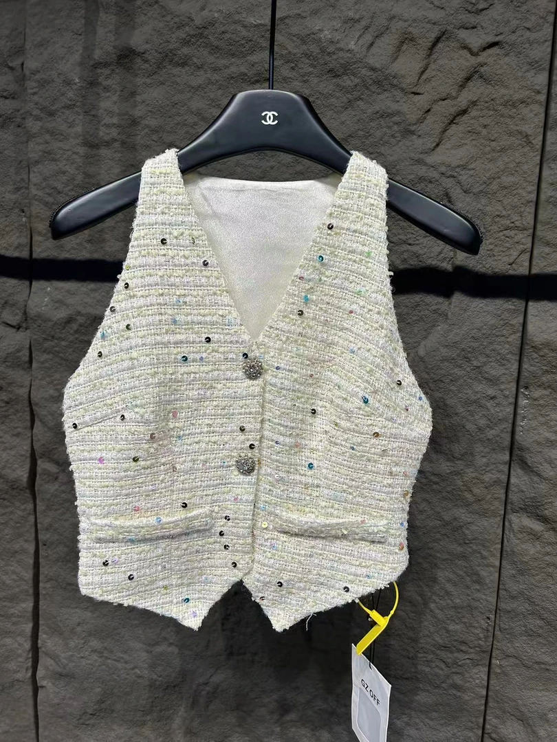 60045　百搭性感无袖彩色亮片外穿马甲外套　大仓库1-1