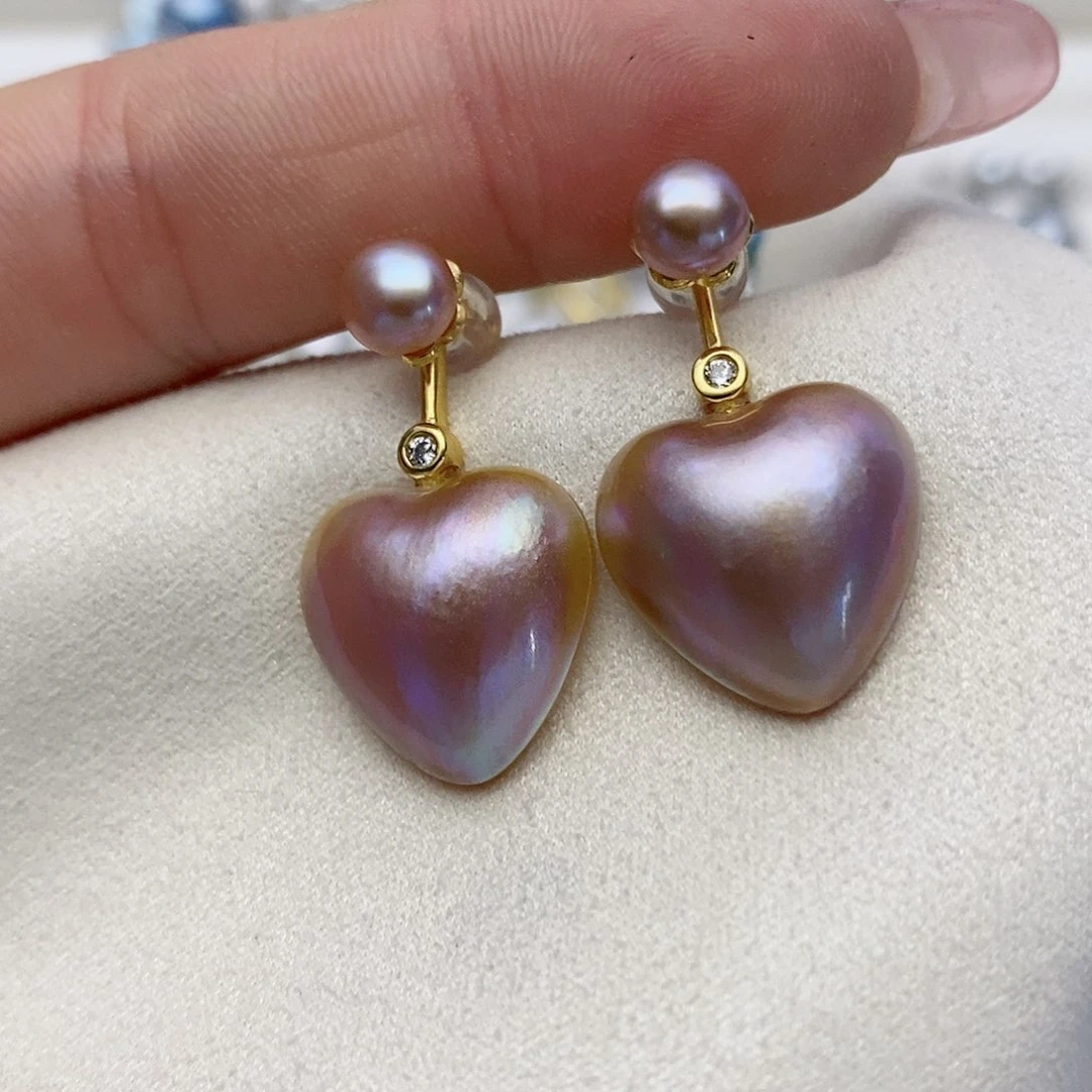 【闪购商品】拼合珍珠（马贝珠）耳饰银S925镶嵌18