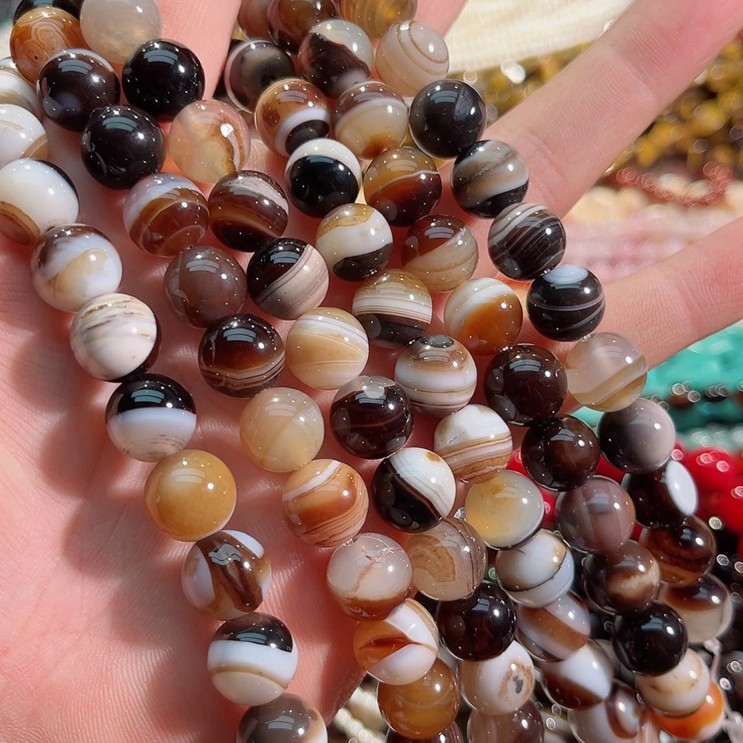 玛瑙/玉髓未镶嵌珠宝半成品板眼玛瑙一条12mm