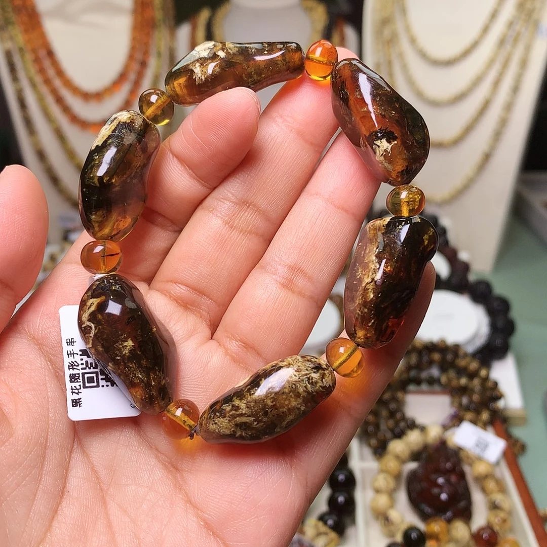 琥珀未镶嵌裸石随型手串935