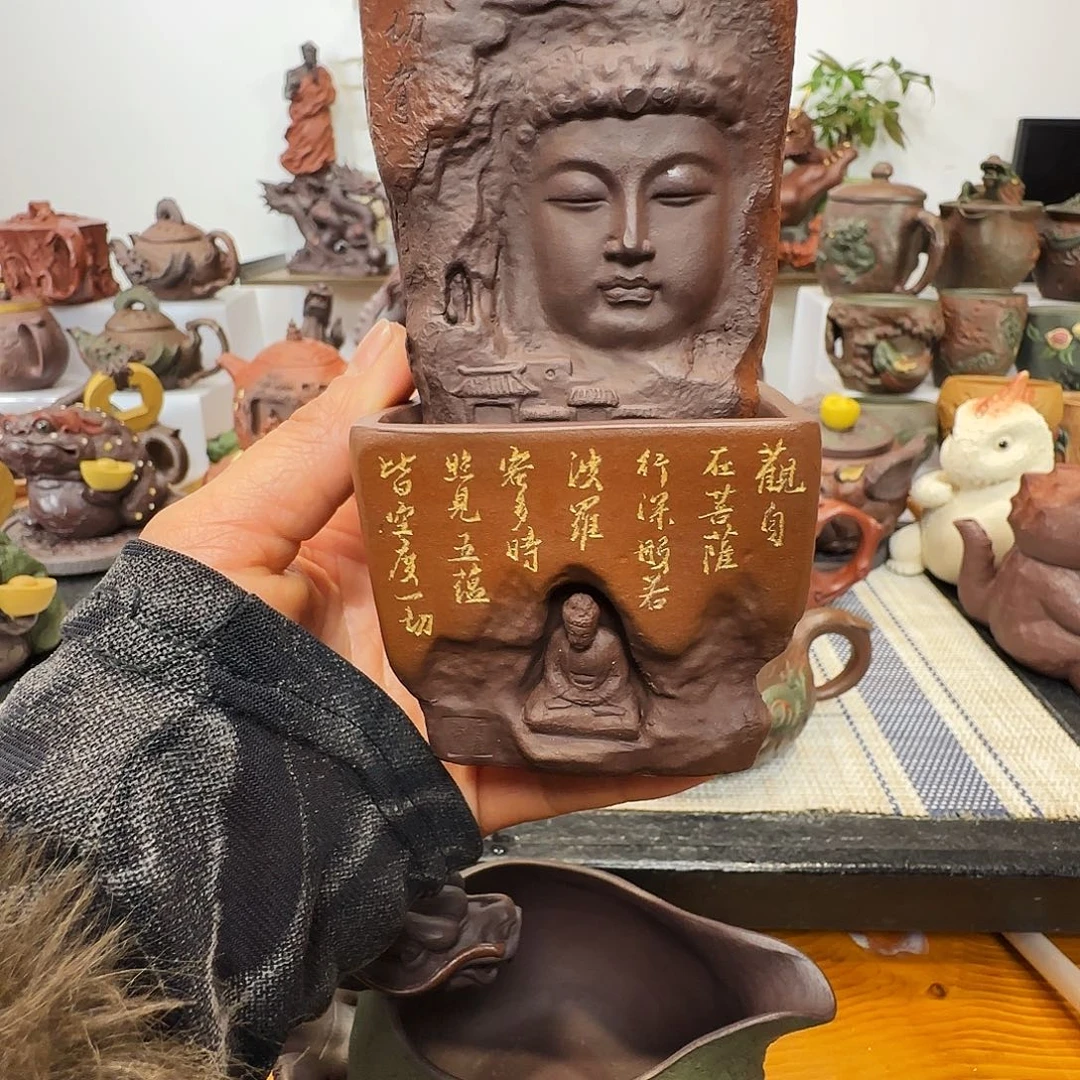 紫砂茶壶石****行石窟茶杯