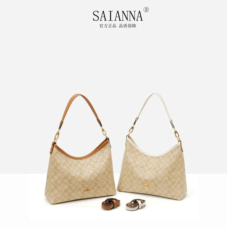 经典复古百搭单肩斜跨包印花设计时尚潮流流浪包单肩包高级感托特