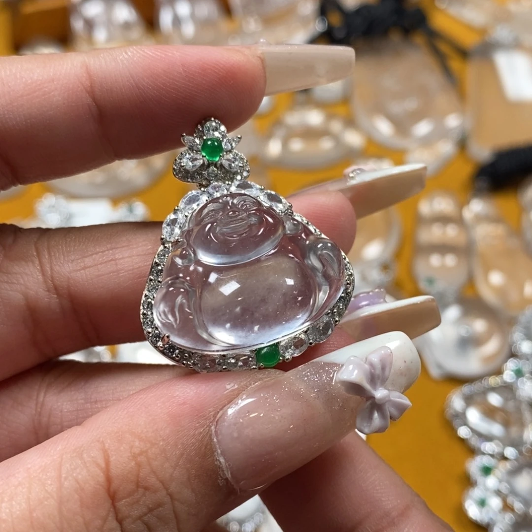 颈饰银S925镶嵌石英质玉佛公