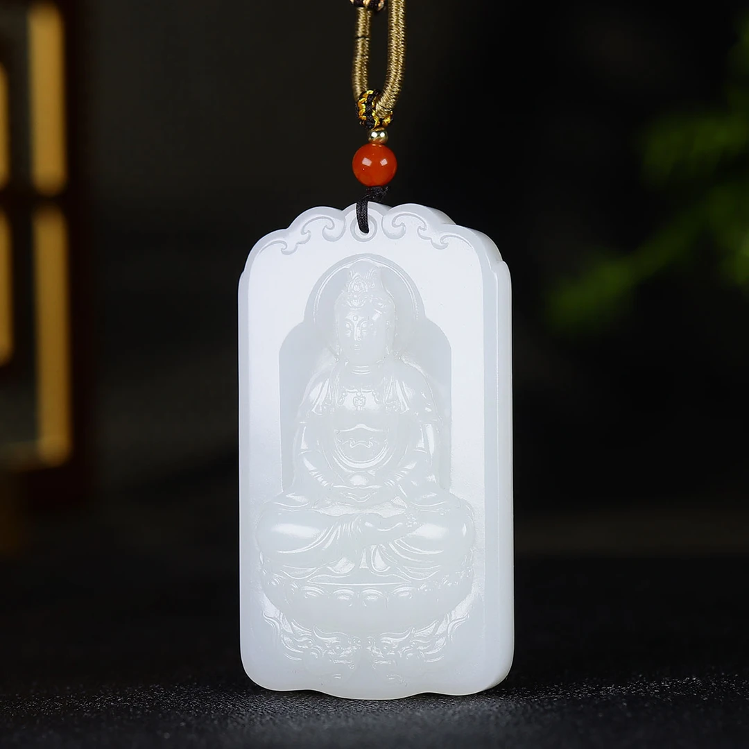 1230106和田玉白玉观音挂件