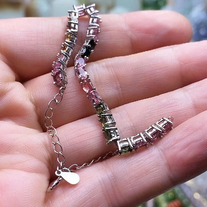 碧玺手链银S925镶嵌碧玺