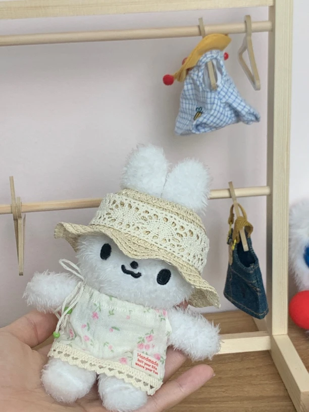 五月天阿信纯真兔可爱森系连衣裙衣服亚麻蕾丝草帽套装玩偶装饰