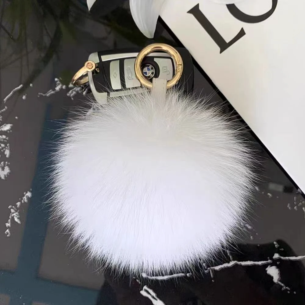 超大狐狸毛球挂件10厘米大号真毛毛球包包挂饰创意车钥匙扣毛饰品