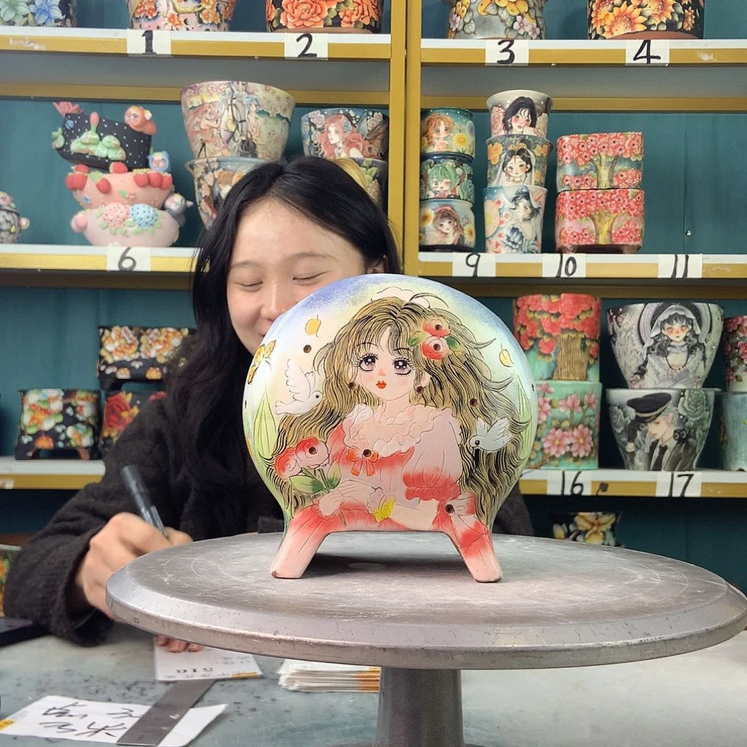 陶景德镇手工花盆516