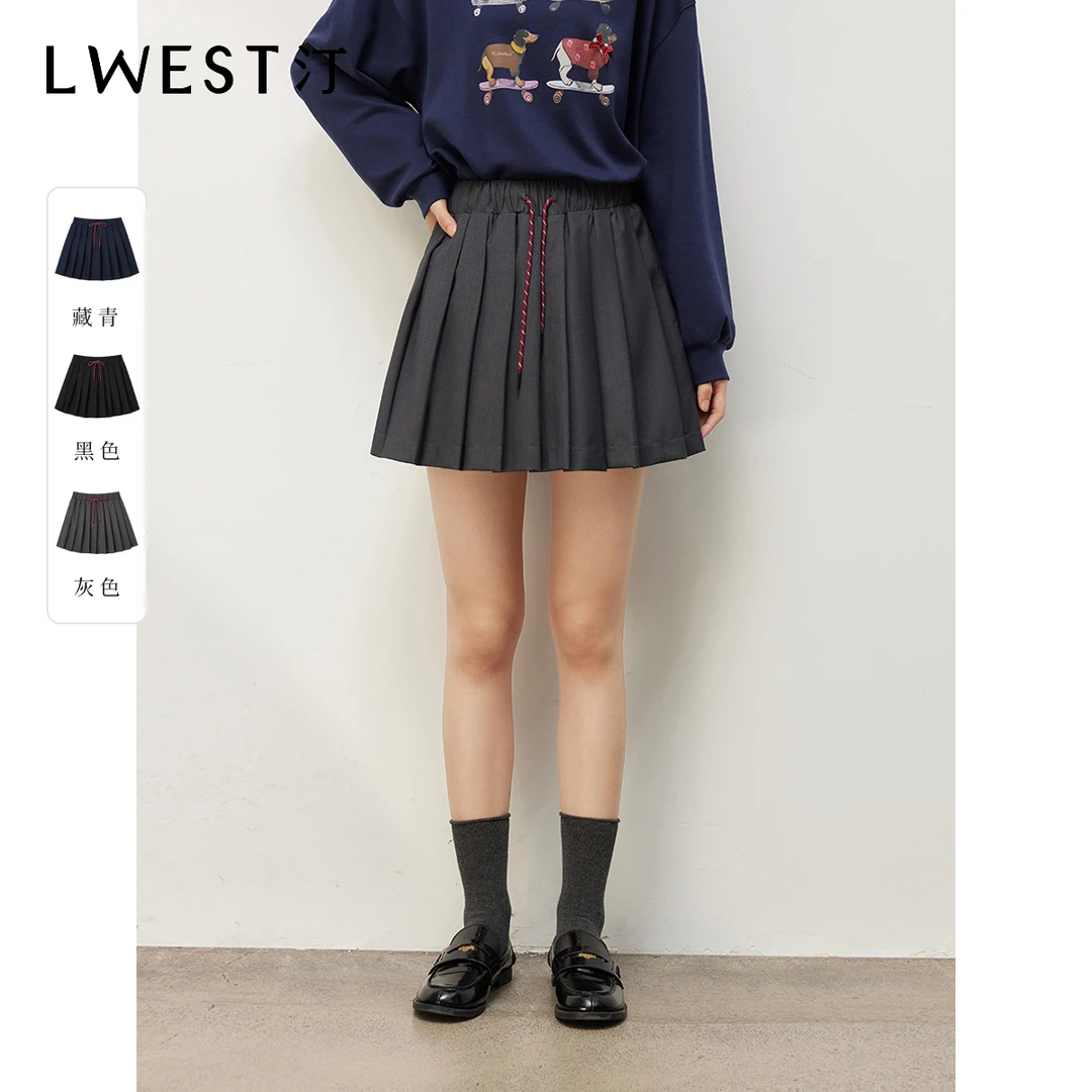 朗文斯汀2024冬季新款高腰抽绳系带减龄显瘦半身裙DZMQ4509C12832