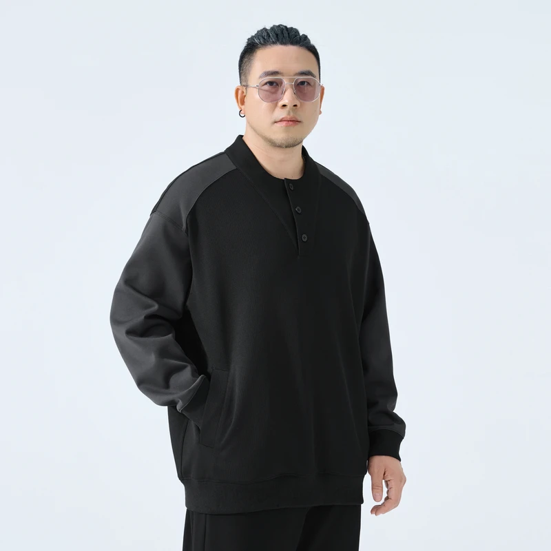 半墨大码男装宽松加大加肥套头卫衣春秋新款胖子男士休闲上衣3261