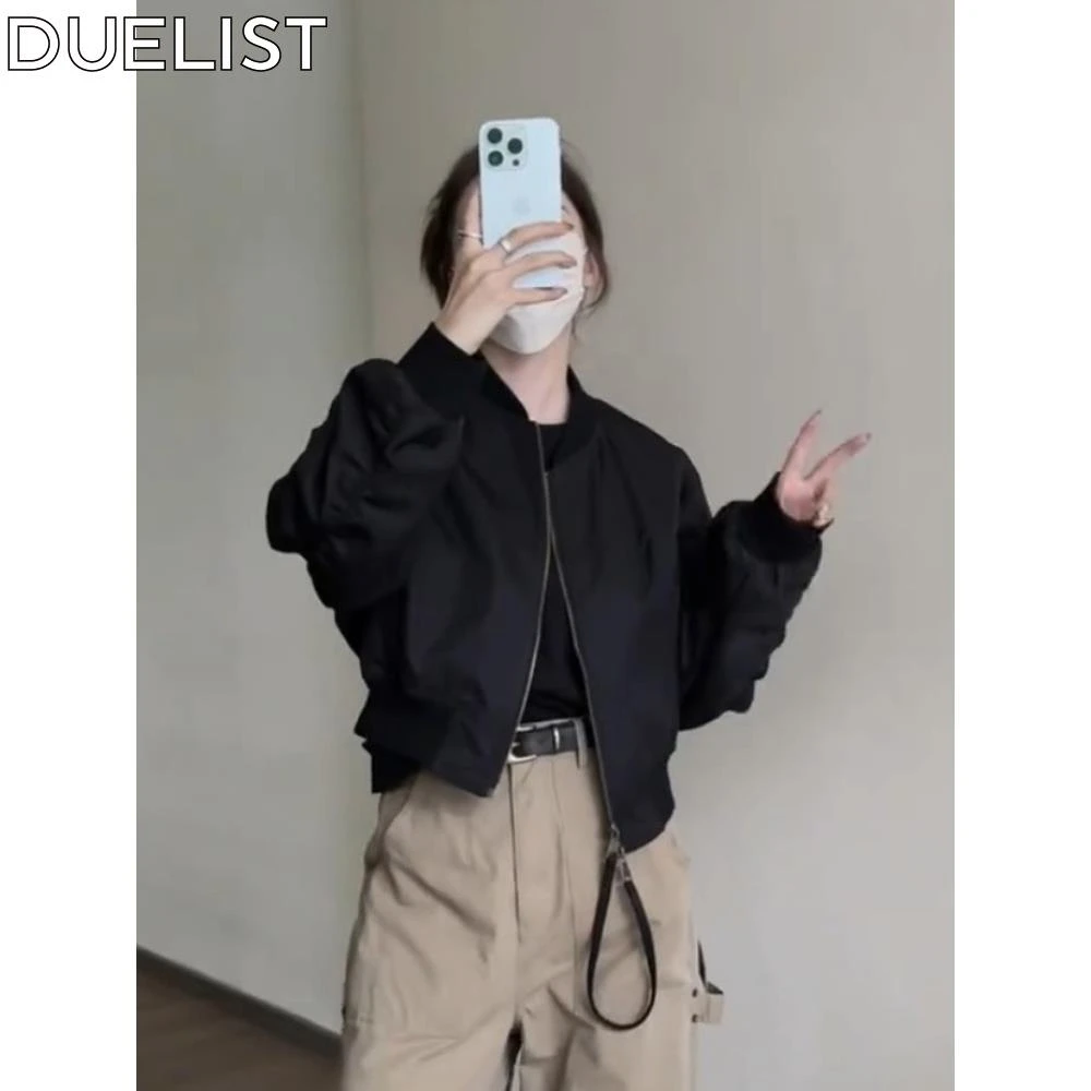DUELIST韩国女子棒球制服夹克舒适流行宽松休闲短夹克上衣小个子