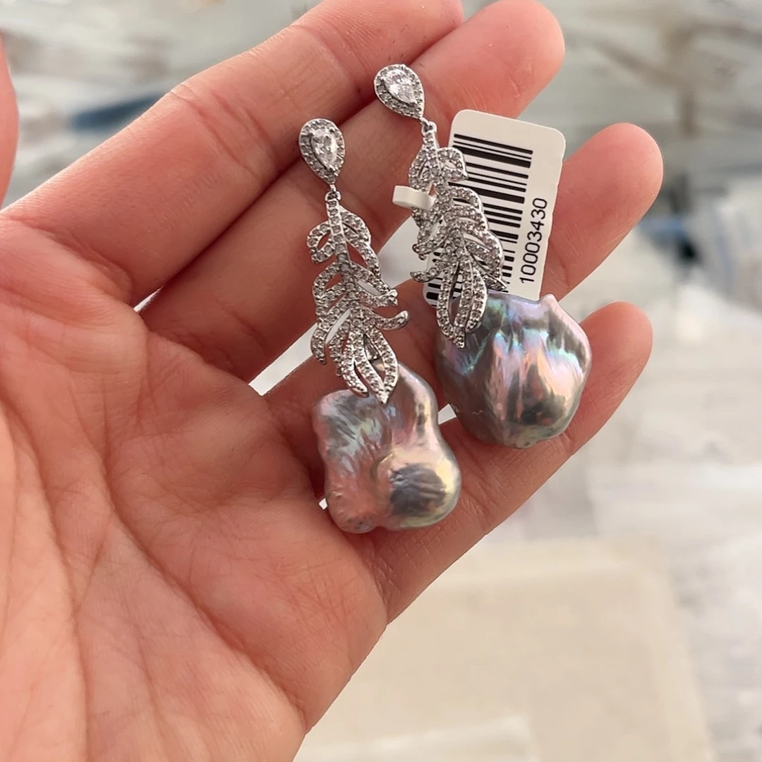 淡水珍珠耳饰合金