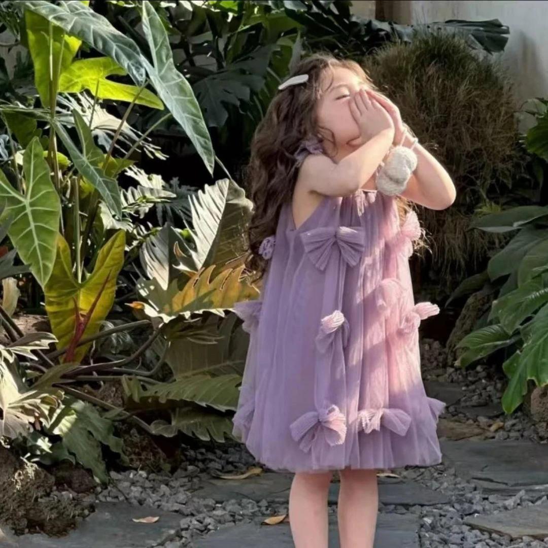 2025新款女童纱裙公主裙连衣裙洋气梦幻紫