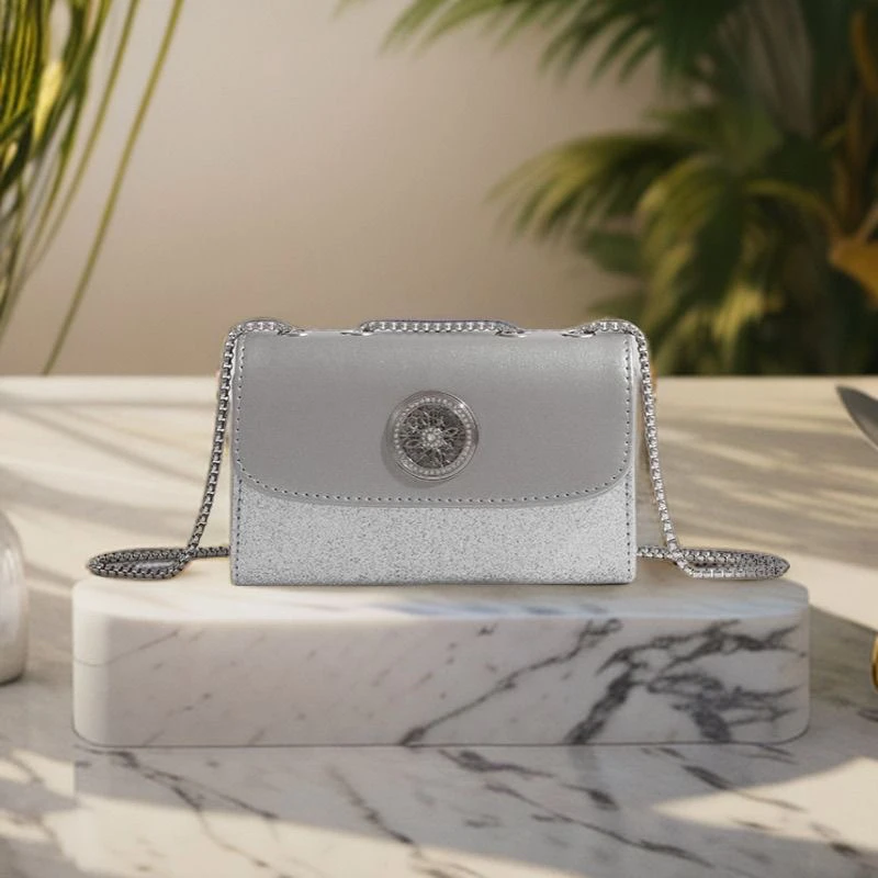 轻奢雪花转轮碎钻镶钻链条斜跨包小方包