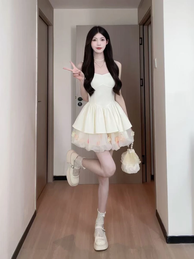 松本丧丧彩色花朵裙欧若风温柔减龄收腰气质春季连衣裙B251Q0497