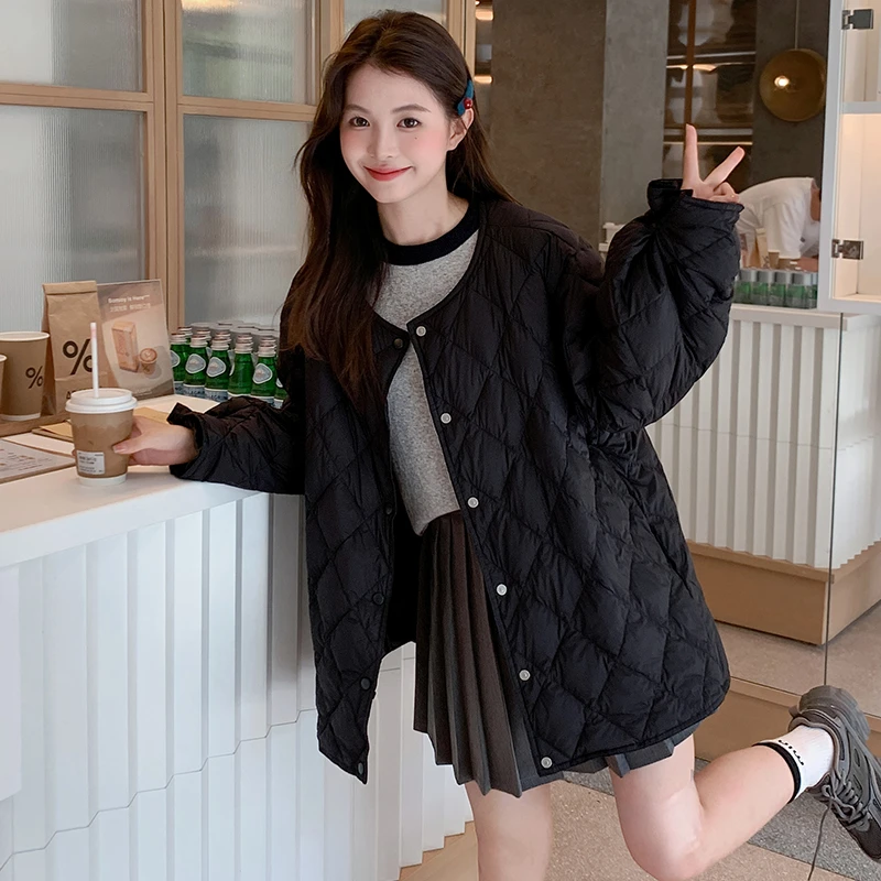 【90%白鸭绒】圆领轻薄款宽松大码羽绒服9961