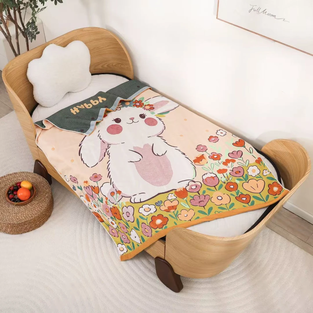 【奈美兔】120*150cm亲肤可爱卡通柔软纱布泡芙被XH