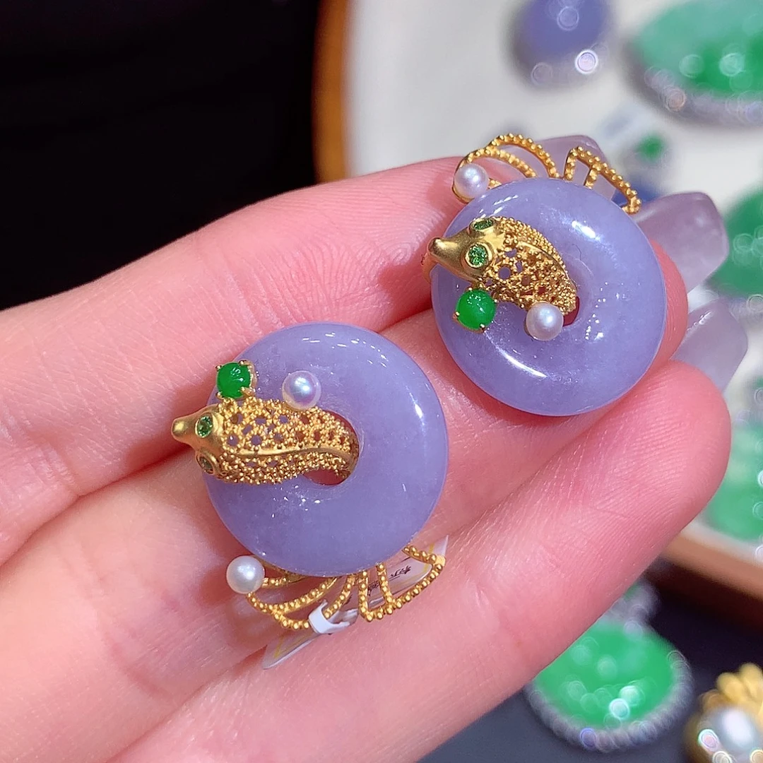 翡翠18K金镶嵌吊坠(不含链)