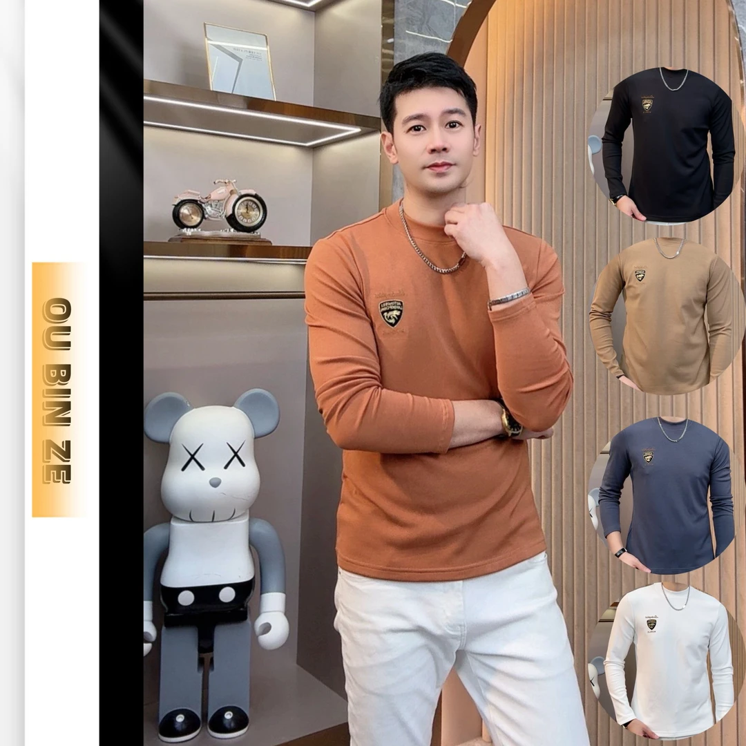 清 欧彬泽【雅阁】超柔软莫代尔磨毛打底衫中高领长袖秋冬男装5181