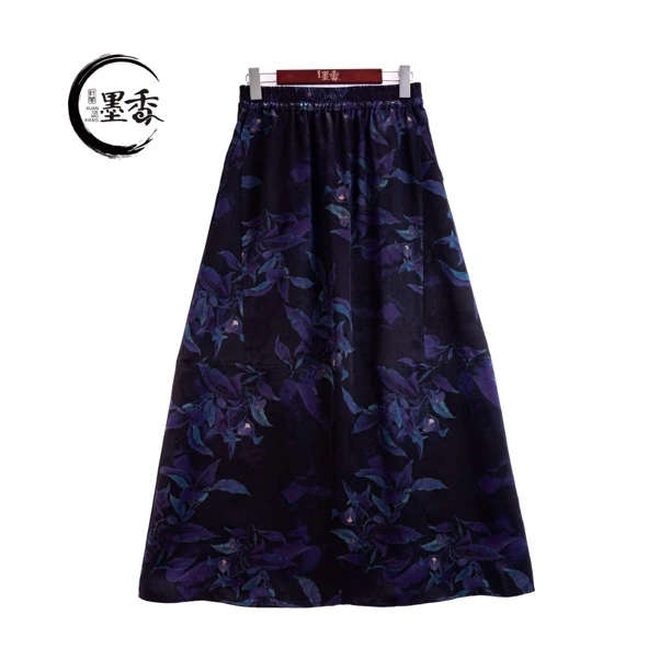 XuanGeMoXiang/轩阁墨香日常休闲新中式时尚百搭高级半裙 MX33689