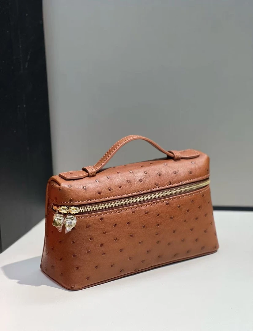 95新 Loro Piana/诺悠翩雅 展会外场！拆单 棕色特殊皮lp27饭盒包