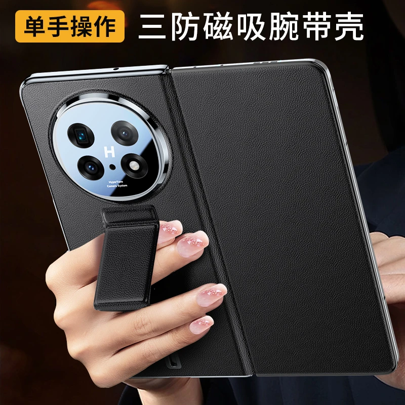 适用oppofindn5手机壳新款翻盖腕带支架N5镜头全包防摔男皮套超薄