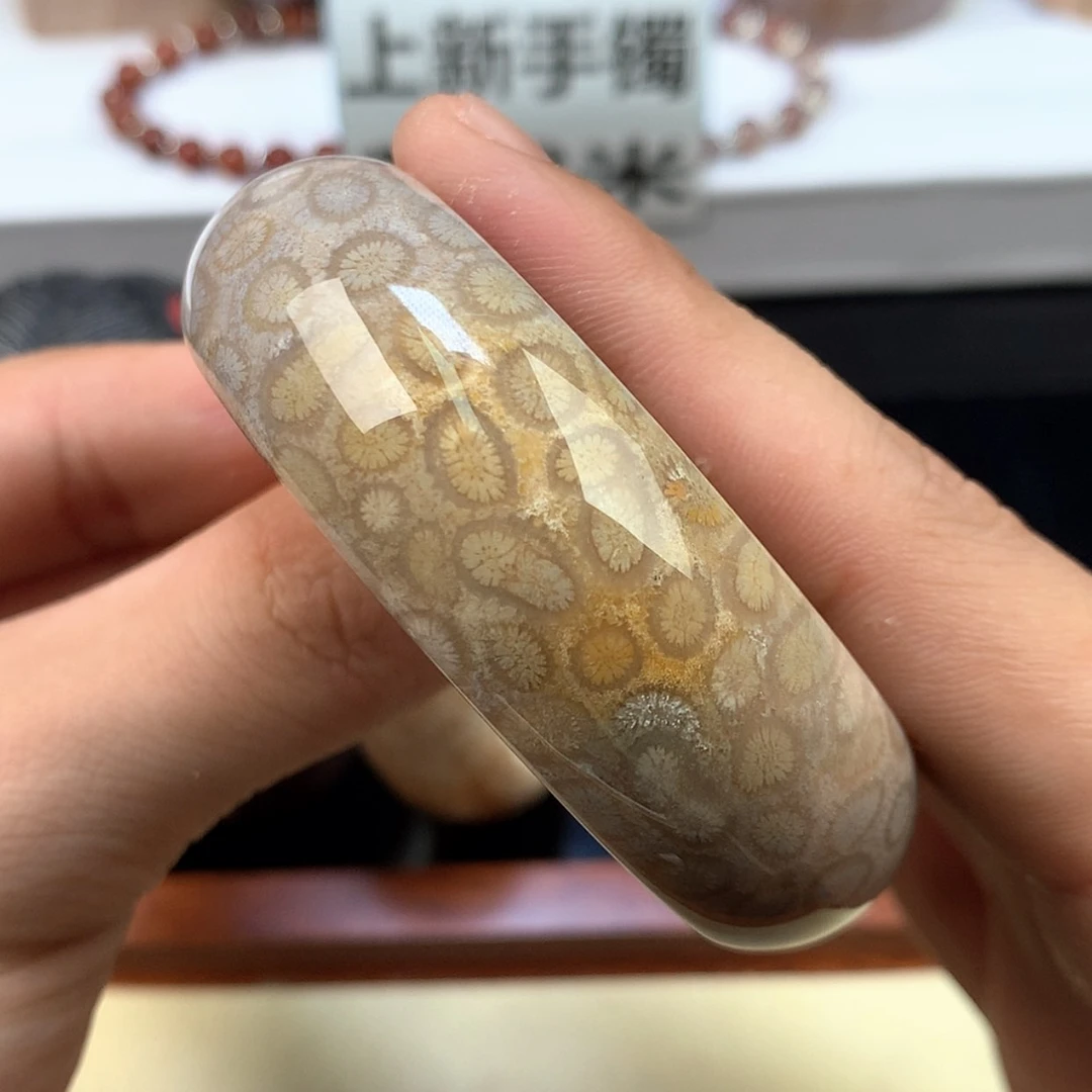 【闪购商品】颈饰未镶嵌硅化珊瑚（珊瑚玉）29号54.7圈豹纹花花