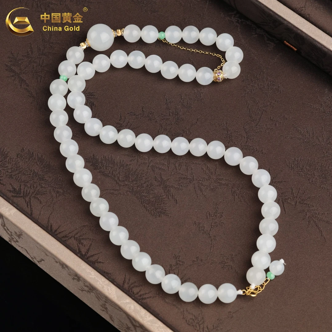 【中国黄金】白研 | 和田玉*项链*18K金镶嵌-X3513-格