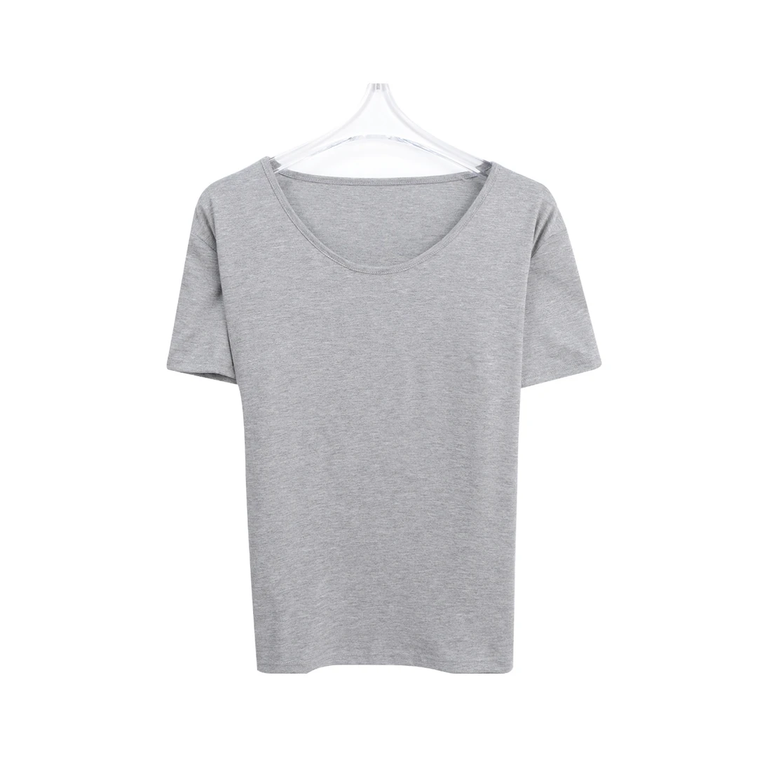 S夏季休闲纯色百搭显瘦小众U领短袖T恤C11112