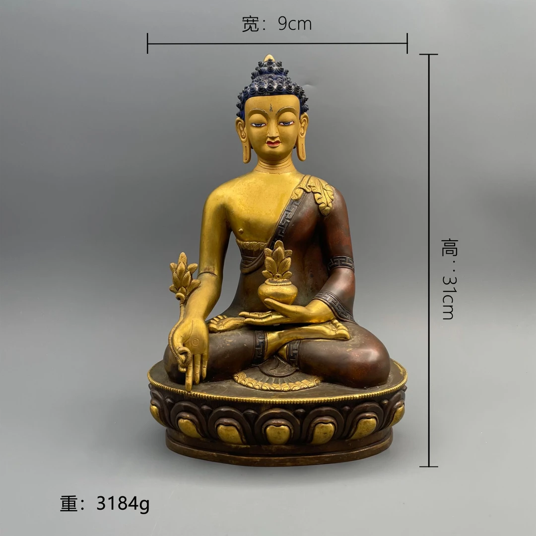 20世纪 铜鎏金嵌银无量寿造像 17211 【古玩拍卖】