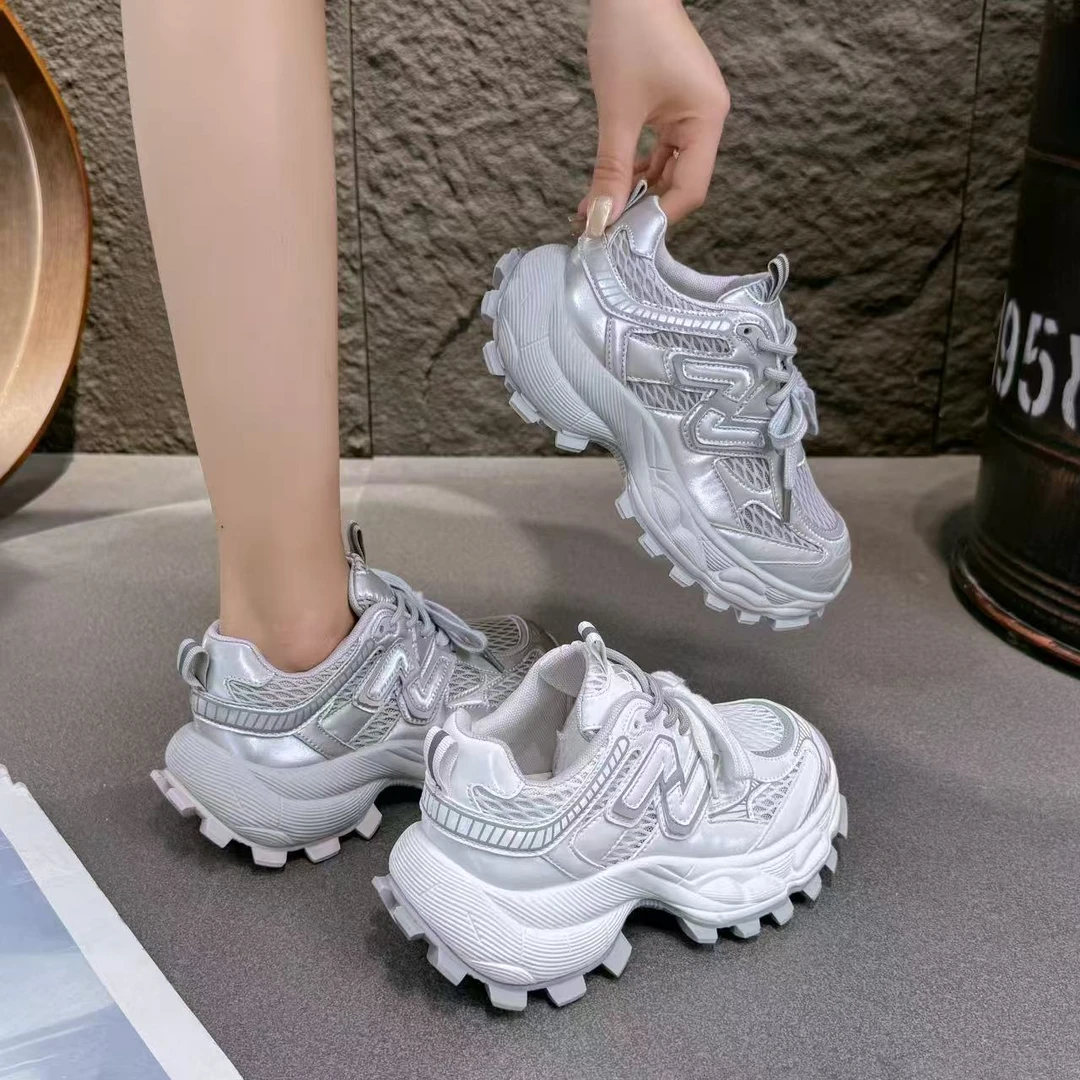 【老汉严选】新款厚底网面N字老爹鞋透气防滑运动休闲鞋女潮鞋3277