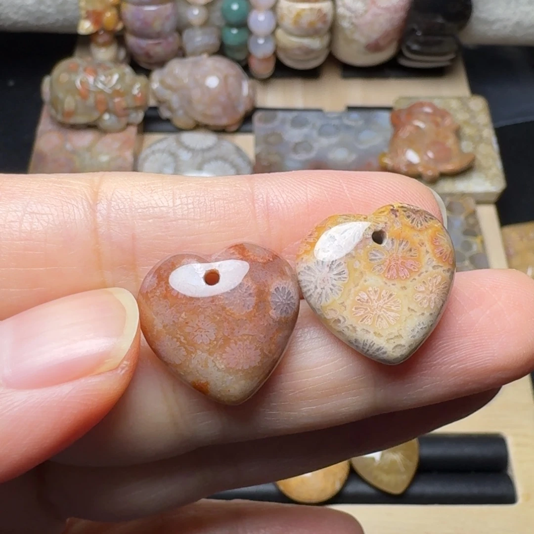 硅化玉未镶嵌精美小爱心