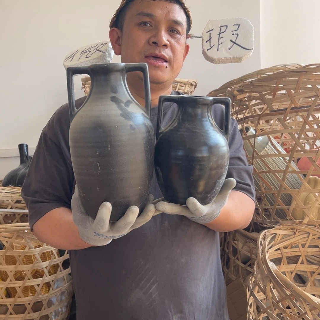 摆件86 号高中低温陶瓷工艺瓶（部分微瑕）