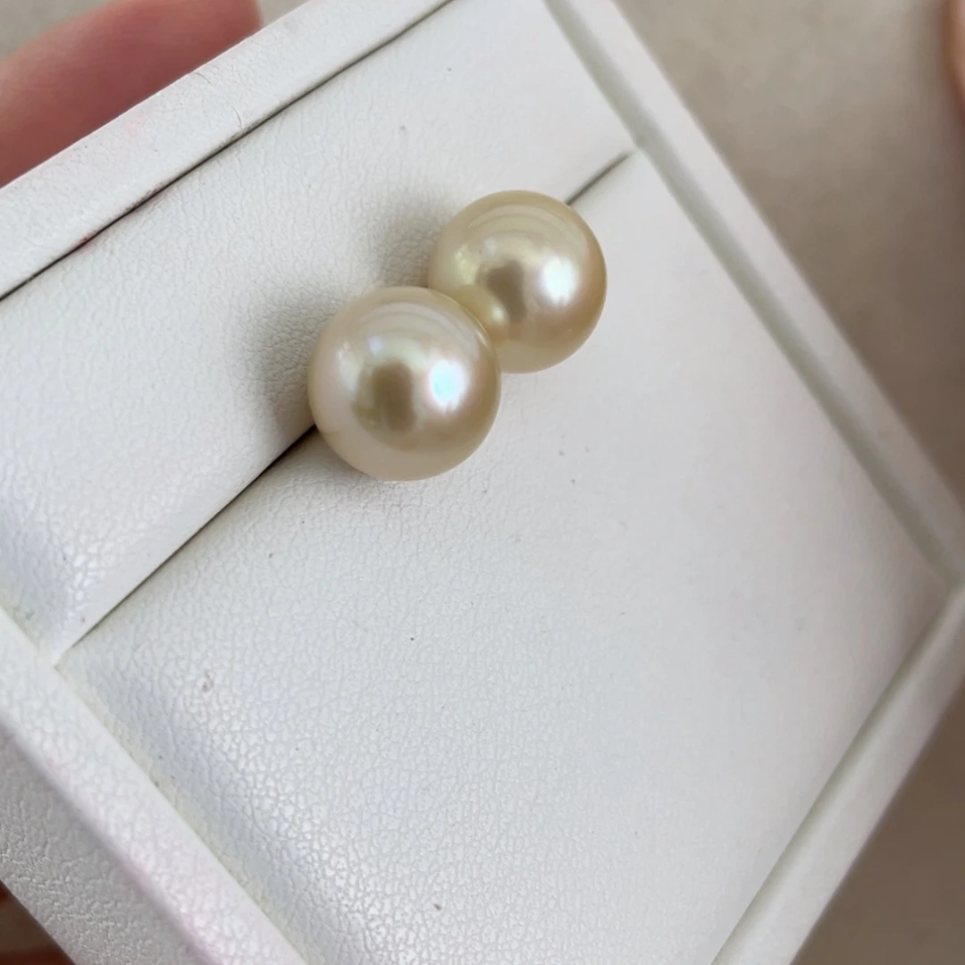 海水珍珠18K金镶嵌耳饰10-11mm