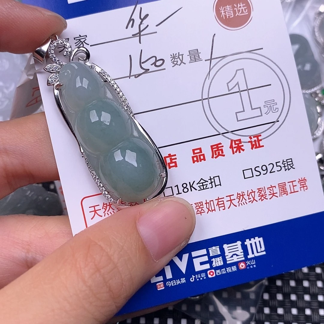 华***华翡翠银S925镶嵌颈饰