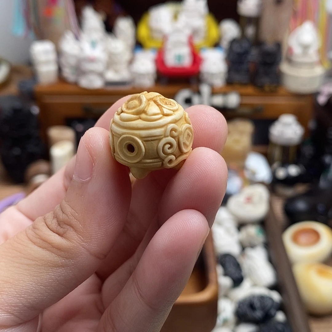 鹿骨把件c6聚宝盆三通